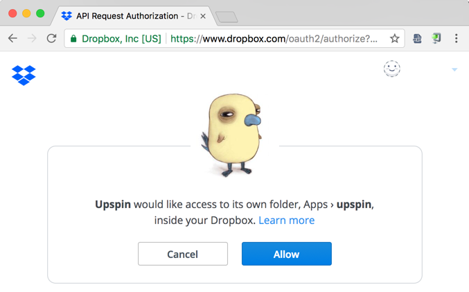 Allow Upspin storage server to access Dropbox